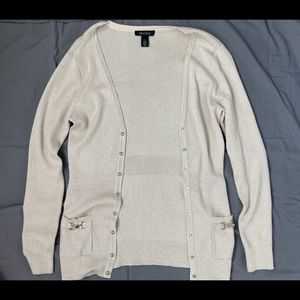 Tan Sweater with Gold Buttons